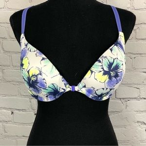 PINK VICTORIA SECRET FLORAL PUSH-UP BRA  WITH ADJUSTABLE BACK. SIZE(34B)